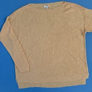 Eileen Fisher Boat Neck Organic Linen Cotton Cantaloupe Orange Sweater